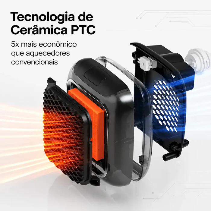 Vista explodida do aquecedor com tecnologia ceramica PTC